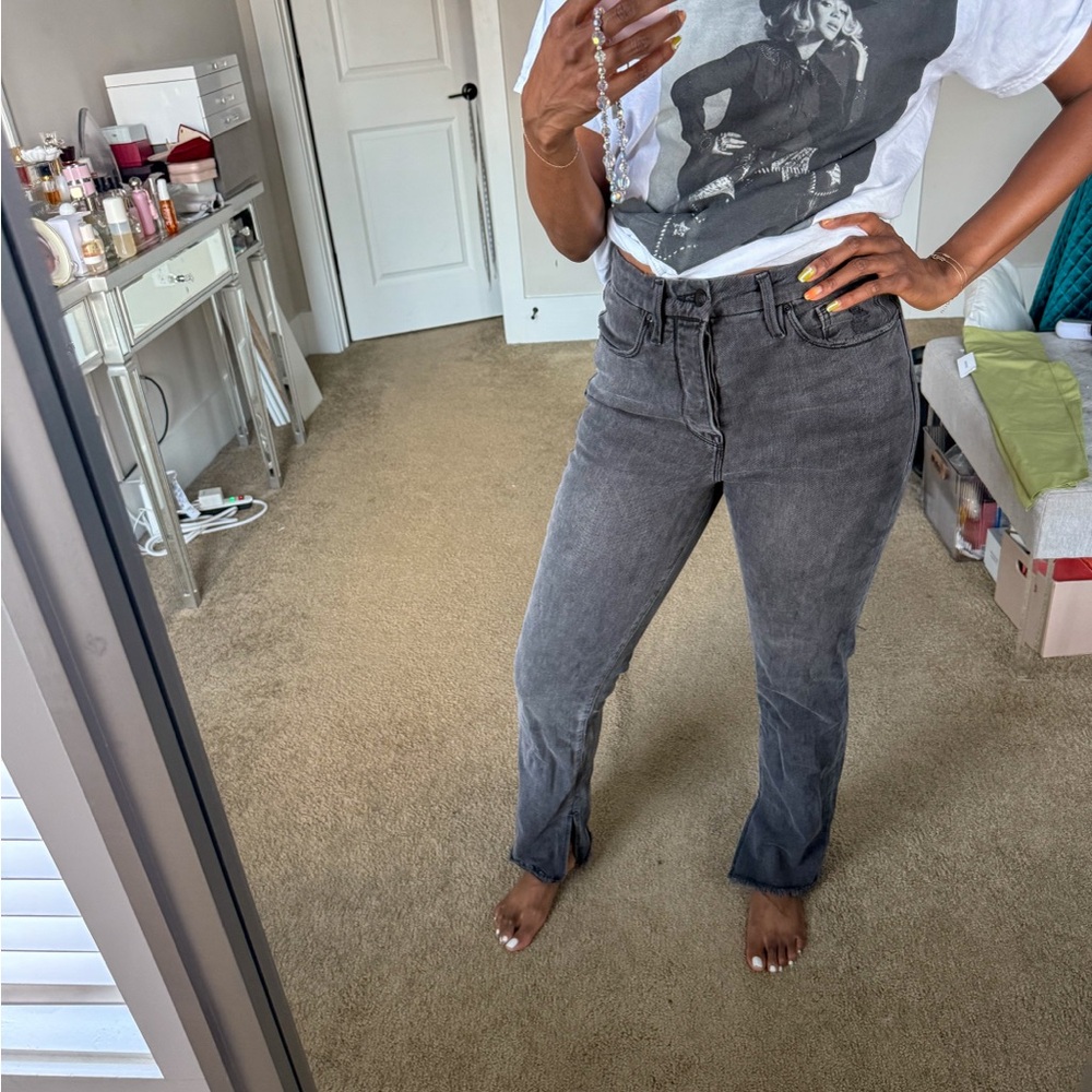 Women's Gray Good American Distressed Jeans